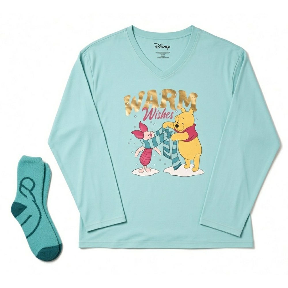 Disney Sleep Shirt & Socks Set Winnie the Pooh Piglet Women XL Warm Wishes NWOT